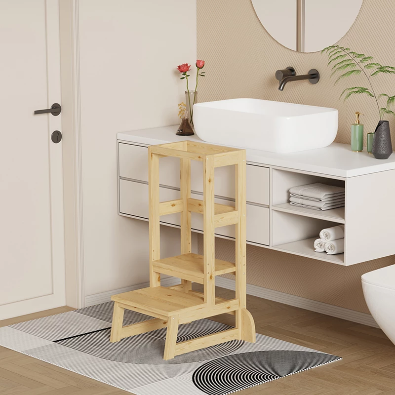 Kullë mësimi për fëmijë Chiquel, stil Montessori, dru pishe, ngjyrë natyrale, 45.7x51x90cm