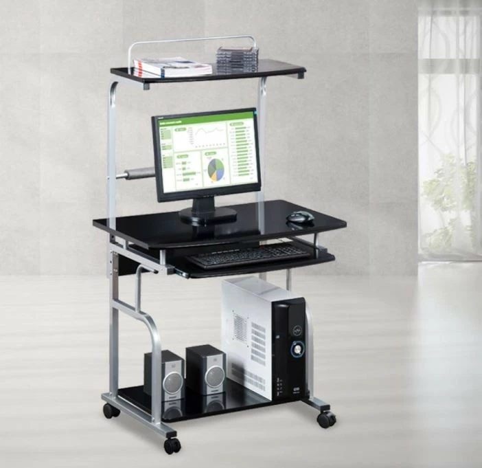 Biurko kompjuterike Techly ICA-TB 7800BK me rafte, e zezë/çelik