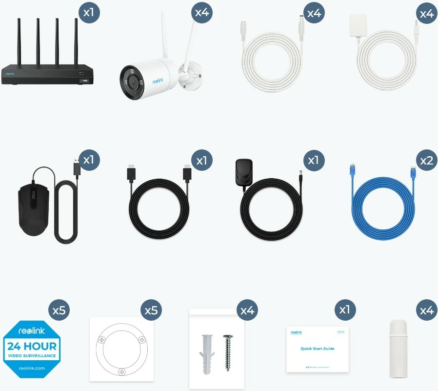 Sistem kamerash sigurie Reolink NVS12-8MB4W, 4K, Wi-Fi 6, 12 kanale, 2TB HDD, i bardhë
