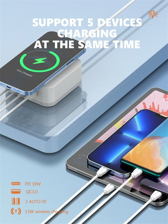 Karikues wireless LDNIO AW004, 32W, 3x USB-A + 1x USB-C, PD/QC, i bardhë