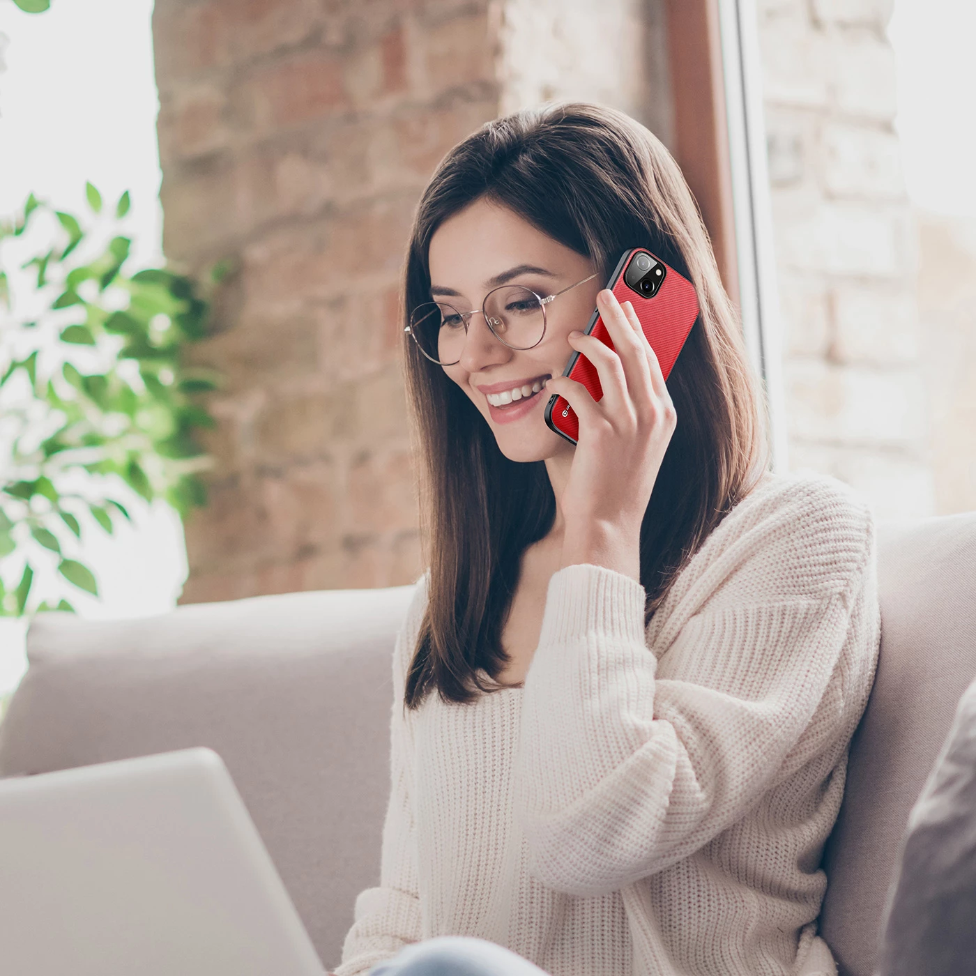 Mbështjellës Dux Ducis Fino për iPhone 14 Plus, Najlon, Kuq