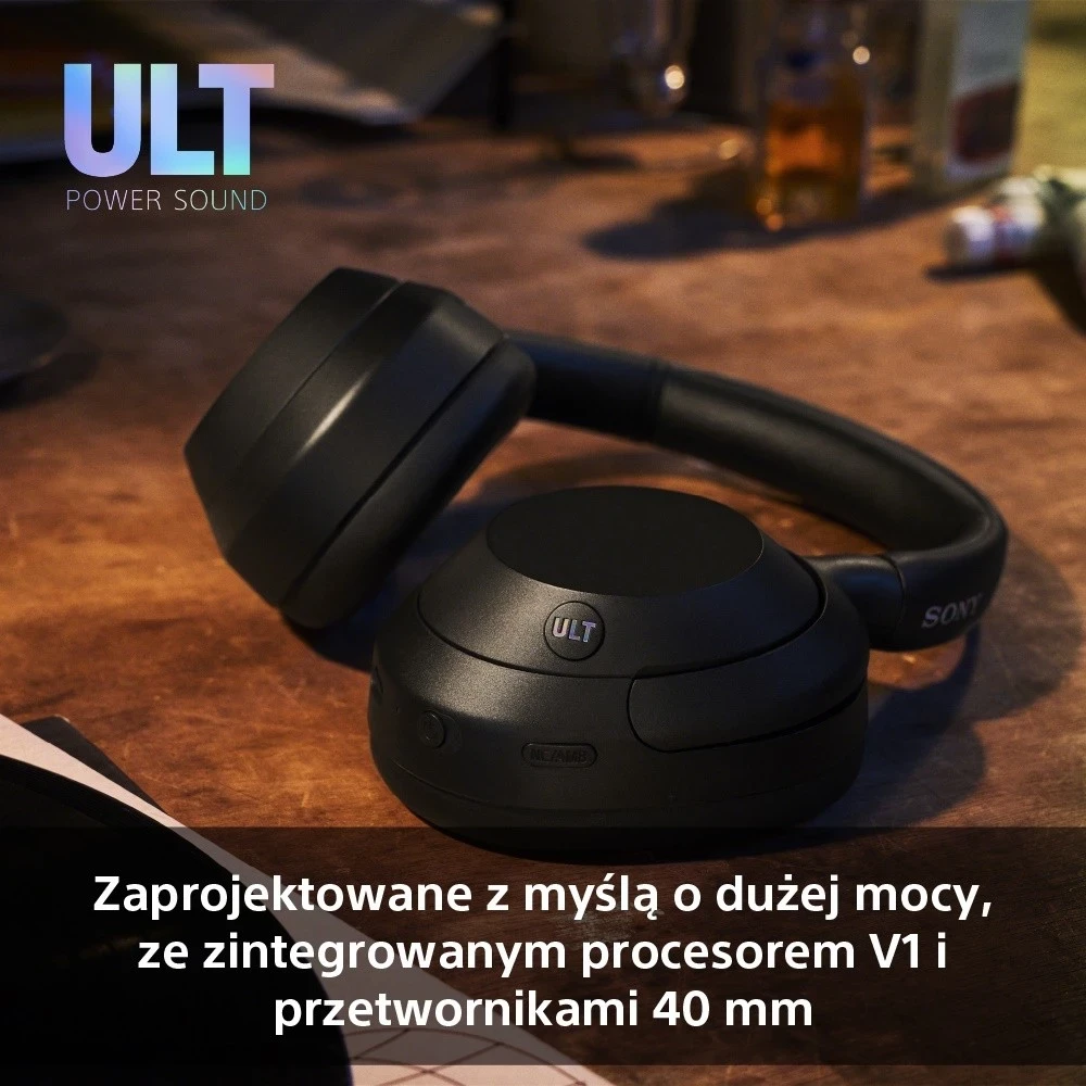Kufje Sony ULT Wear, me anulim zhurme aktiv, ngjyrë e zezë