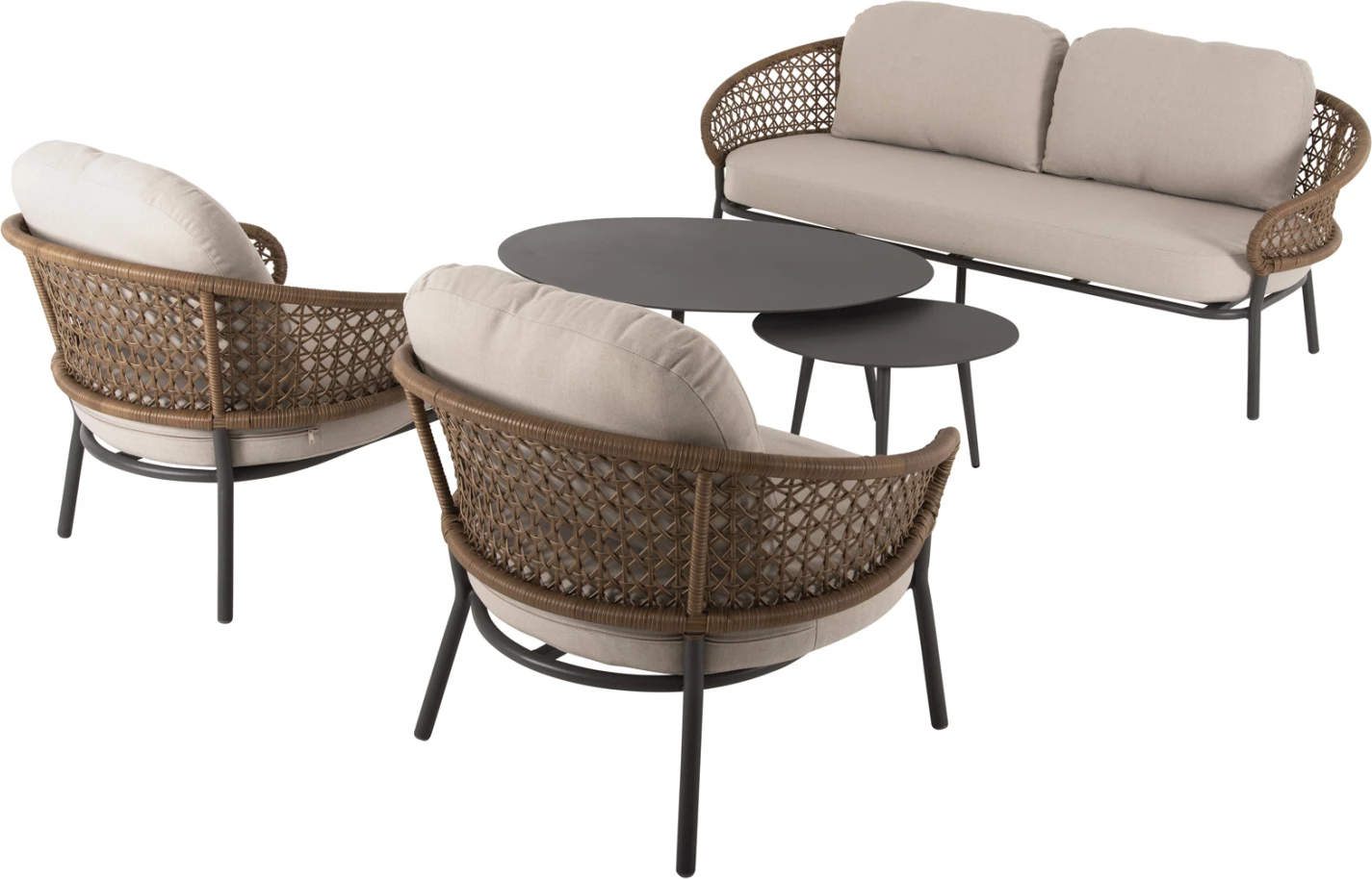 Set salloni për jashtë 5 pjesë BREY FH6079 alumini antracit-kaki PE ratan-bezh jastëkë