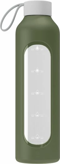 Shishe uji Wessper Activemax Crystalline 1L, xham borosilikat, kapak bambuje, me mbështjellës silikoni, jeshile ulliri