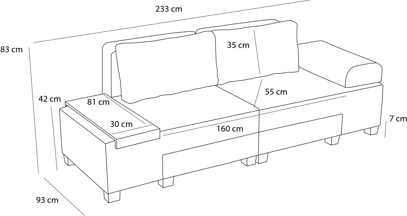 Krevat-sofa treshe, pëlhurë lino, ngjyrë antracit, Perenna
