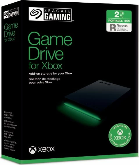 Hard disk i jashtëm Seagate Game Drive for Xbox STKX2000400 2TB USB 3.2, i zi