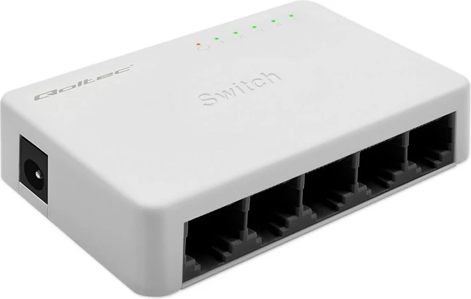 Switch rrjeti Qoltec 52245, 5 porta RJ45, Fast Ethernet, i bardhë