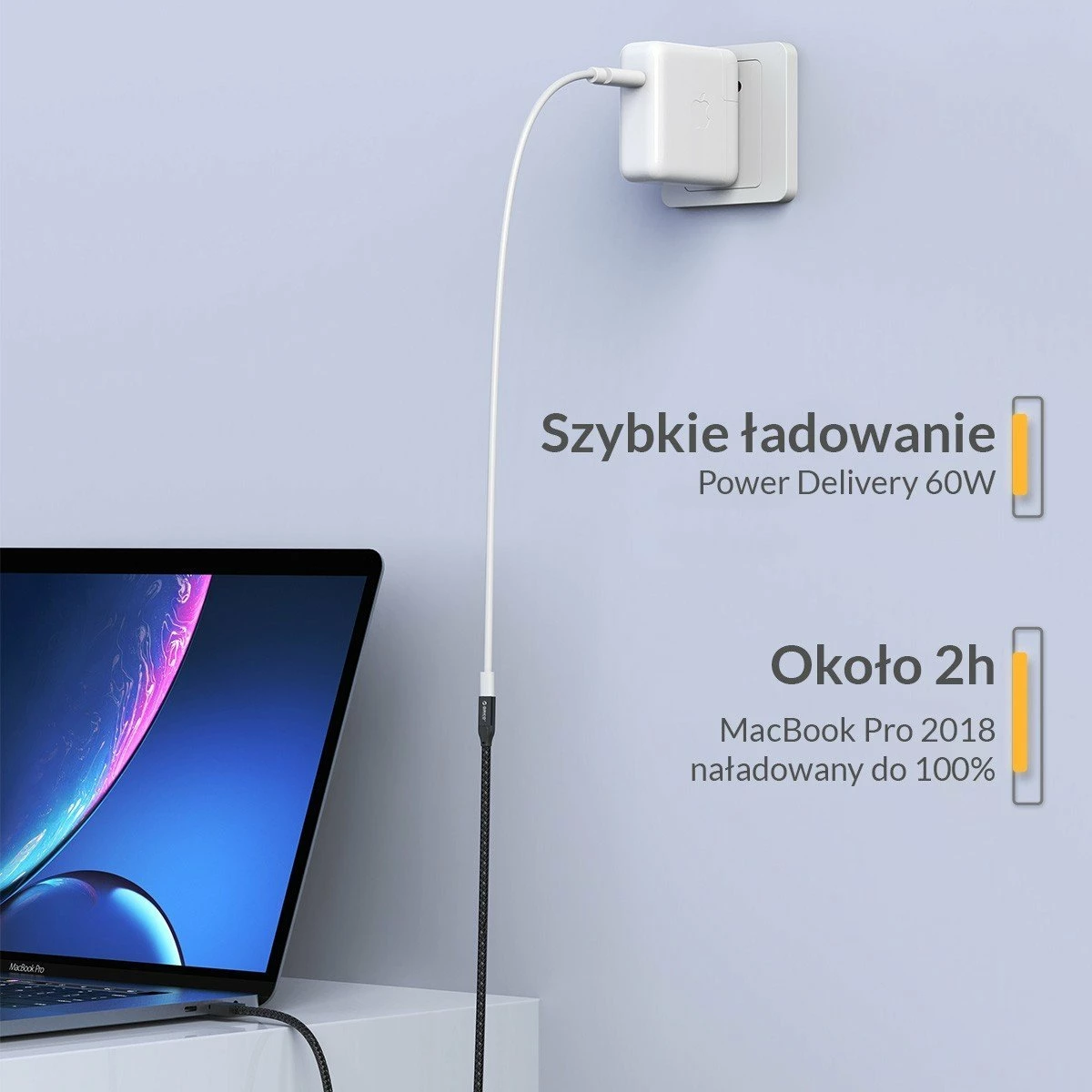 Kabllo zgjatëse USB‑C Orico CY32-10-BK-BP, 1 m, USB 3.2 Gen 2x2, 20 Gbps, 100 W, e zezë