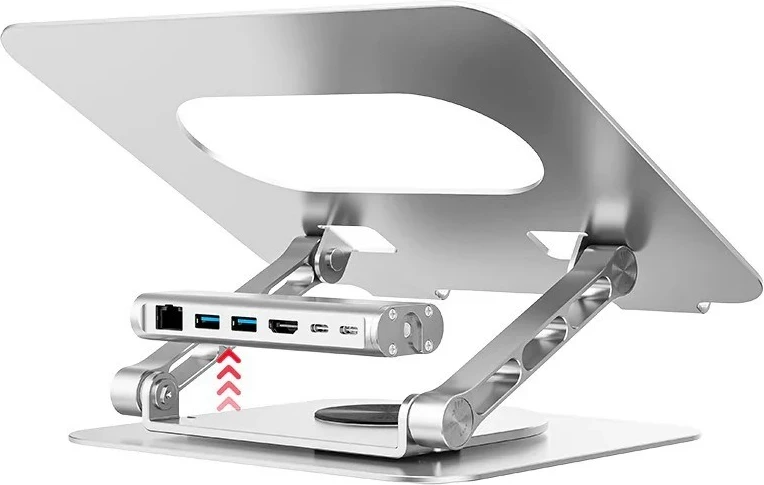 Mbajtëse laptopi UNITEK D1109B01, e rregullueshme, me hub USB-C HDMI, Alumini