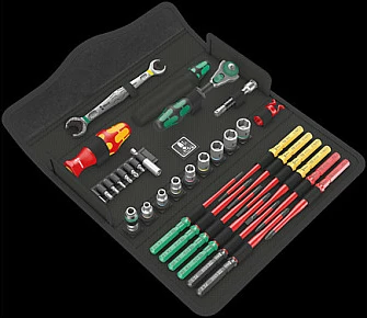 Set veglash Wera 05135870001, 35 copë, kasë tekstili, e zezë