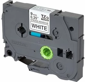 Kasetë etiketuese Brother TZe-S221, 9mm, tekst i zi në të bardhë, ngjitës i fortë, 8m