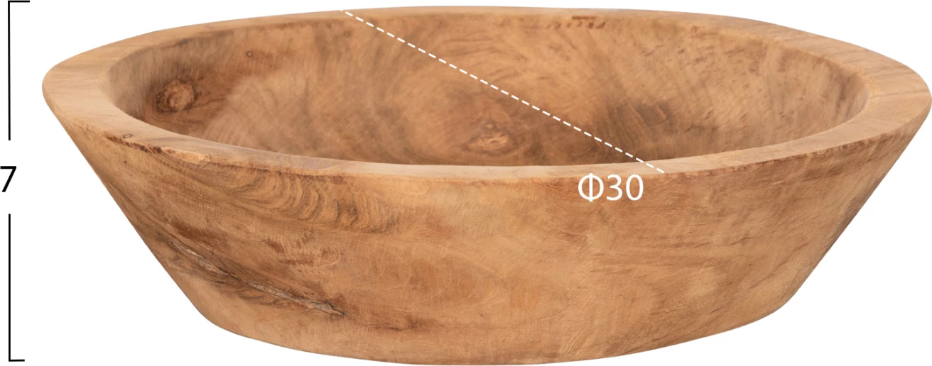 Enë dekorative rrethore prej druri të ricikluar FH4295, Φ30x7H cm