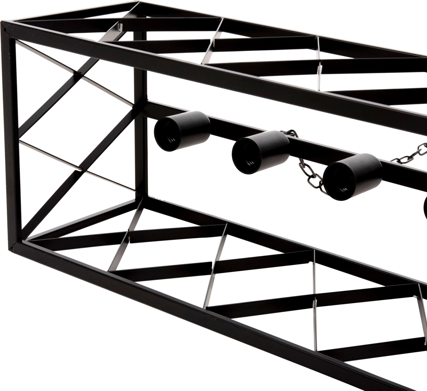 Llambë varëse tavani, kornizë metali e zezë, FH4128, 6 drita, 77.5x25x101 cm