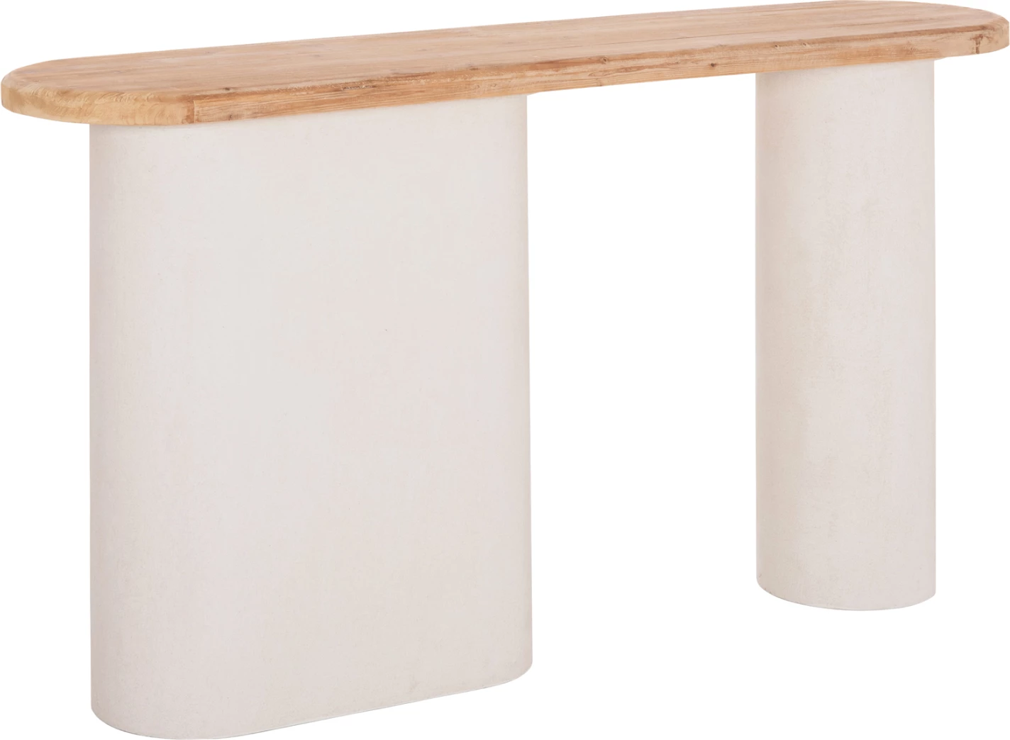 Konsol Santorini, sipërfaqe druri bredhi natyral, bazë MDF off-white, 150x35x82cm