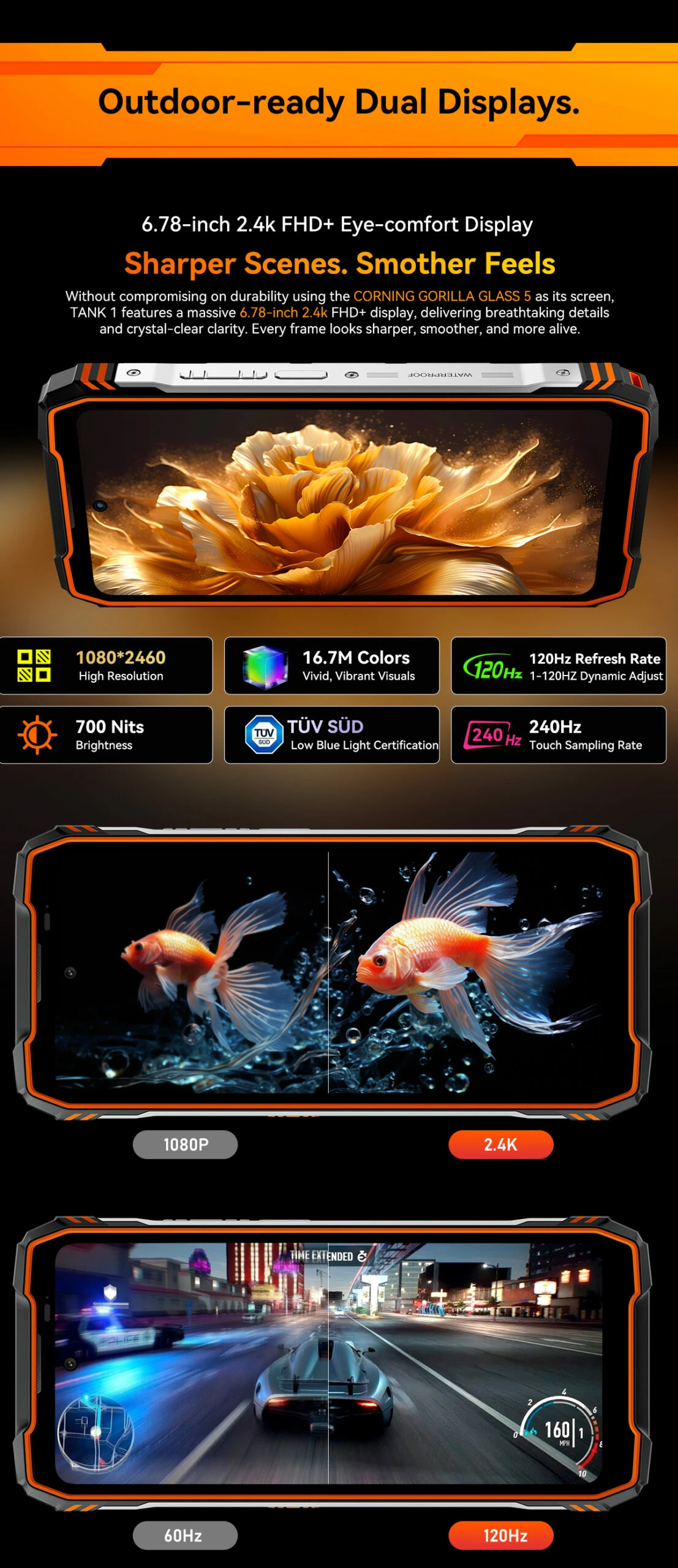 Celular rugged Oscal Tank 1 16GB RAM + 512GB 5G 20000mAh, i zi
