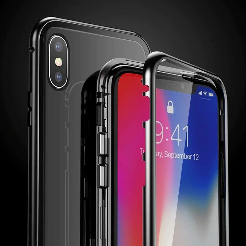 Mbështjellës Wozinsky Full Magnetic Case për Samsung Galaxy A72, xham i integruar, zi-transparent