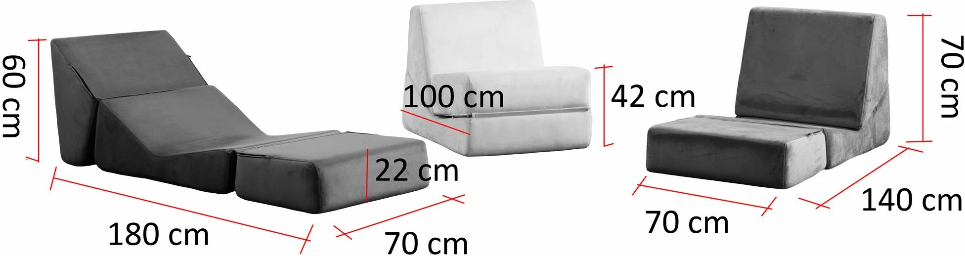 Krevat-karrige një vendës, ngjyrë krem e errët, Atelier del Sofa, Origami Convertable