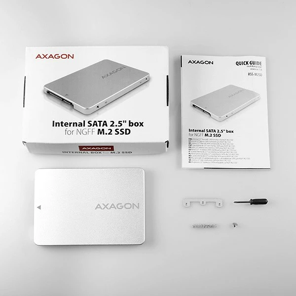 Kasë e brendshme AXAGON RSS-M2SD për SSD M.2 SATA, 2.5", Argjend