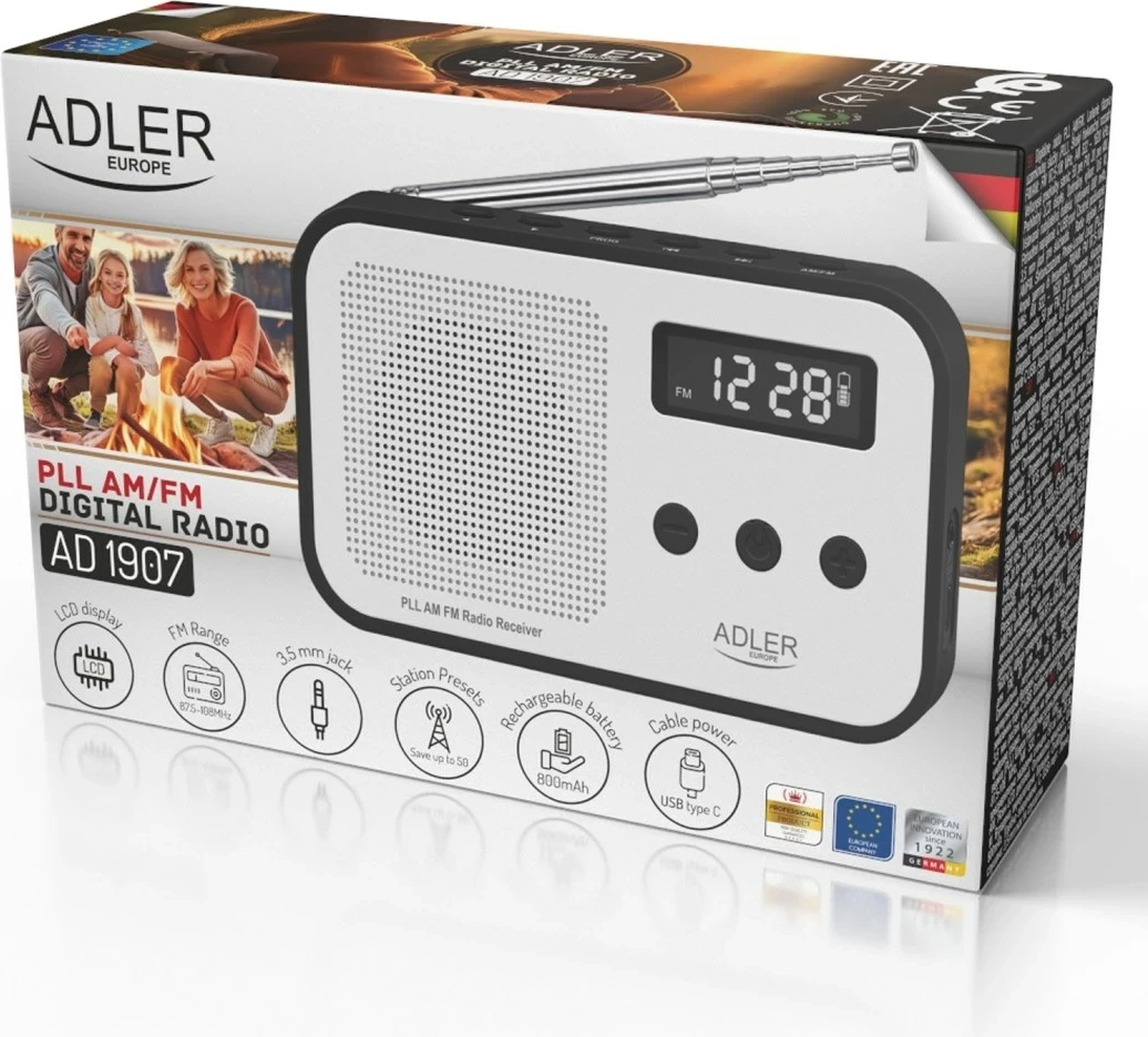 Radio Adler AD 1907, Portativ, Bardhë