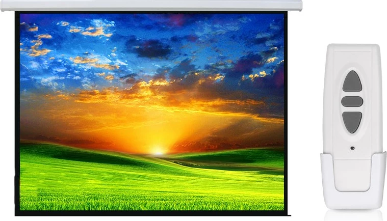 Ekran projekcioni elektrik Maclean MC-592, 100", 200x150 cm, 4:3, i bardhë, për mur ose tavan