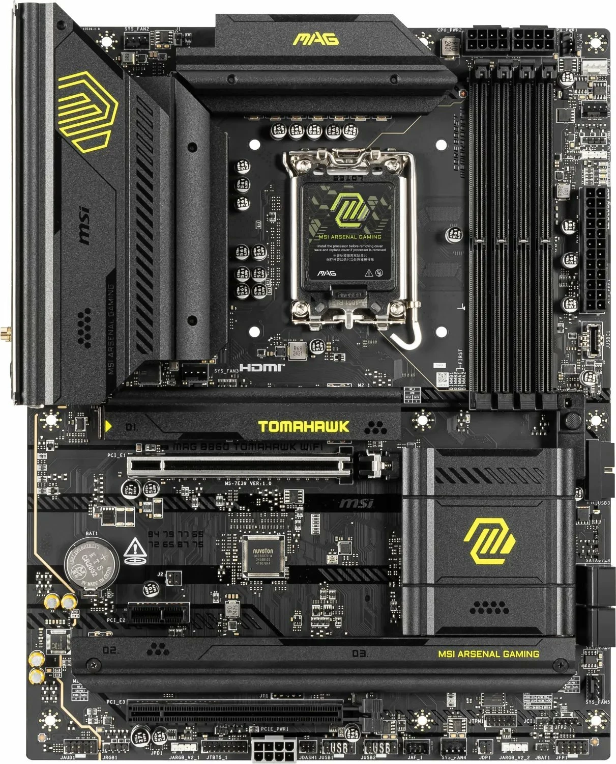 Pllakë amë MSI MAG B860 TOMAHAWK WIFI, ATX, DDR5 deri 256GB, Wi‑Fi 7 + Bluetooth, Thunderbolt 4, PCIe 5.0