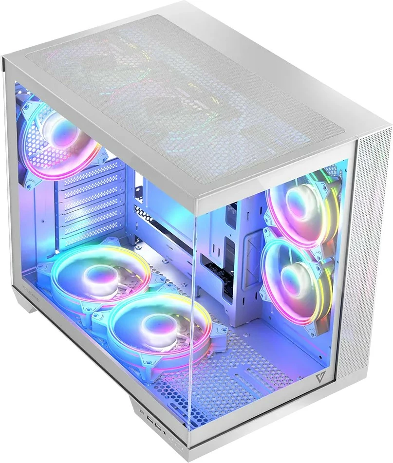 Kasë MODECOM Volcano Panorama NF Midi, ATX, xham i temperuar, e bardhë