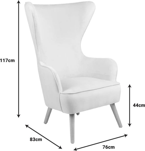 Karrige Byfon kadife krem-dru gome këmbë ngjyrë natyrale 76x83x117cm