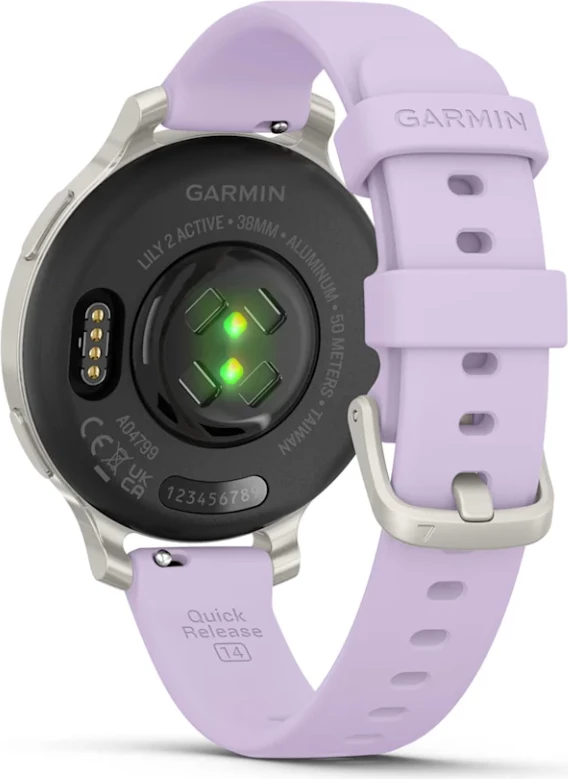 Smartwatch Garmin Lily® 2 Active – Silver with Purple Jasmine Silicone Strap