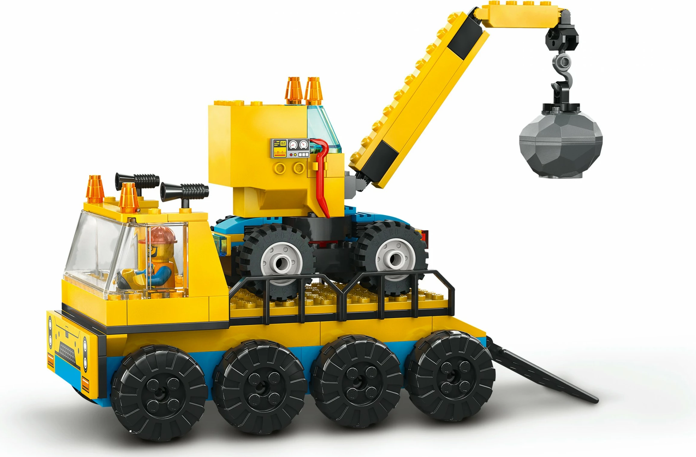 Set ndërtimi LEGO City Kamionë ndërtimi dhe Vinç me Top Demolimi, 235 copë, shumëngjyrësh