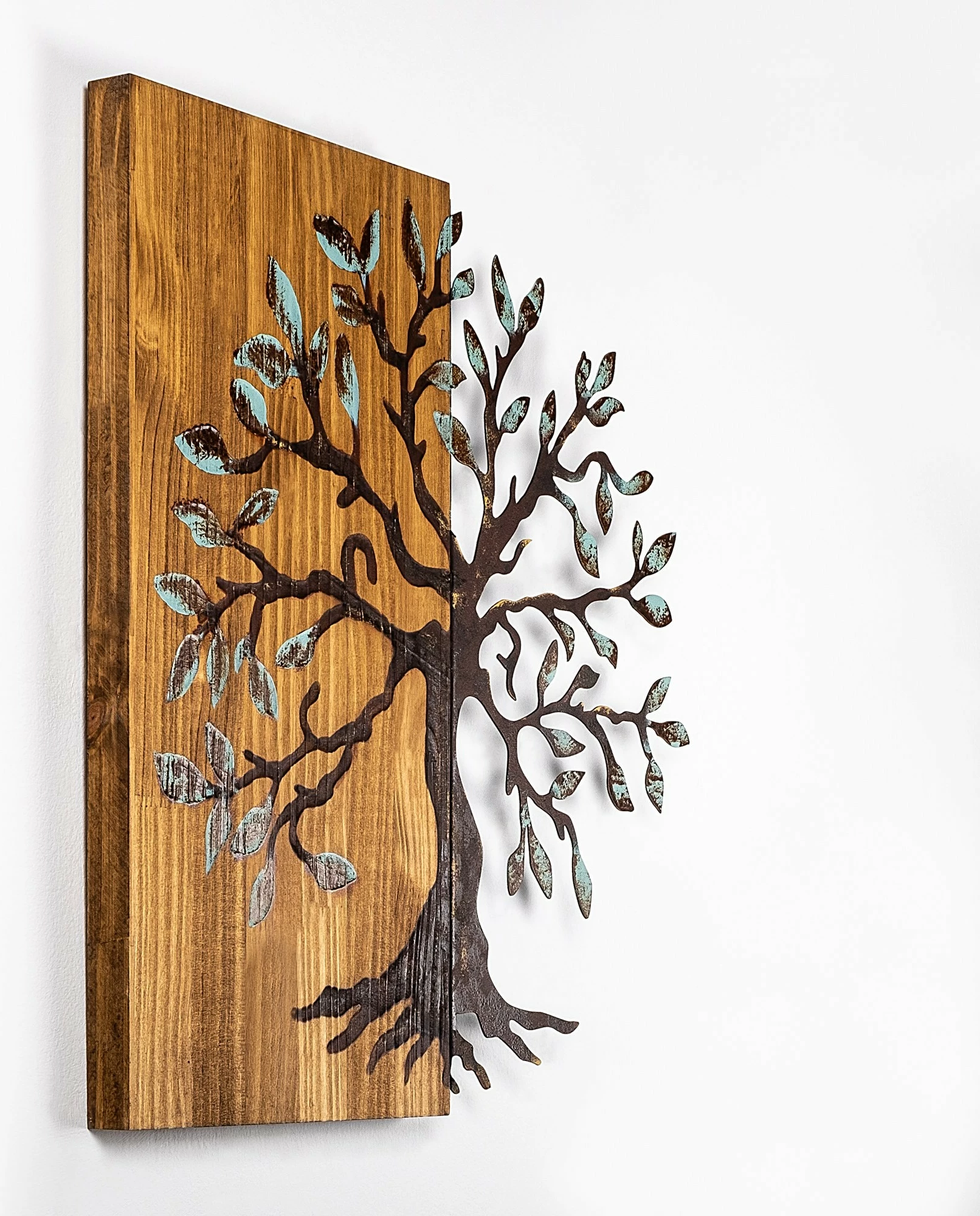 Aksesor dekorativ muri prej druri, Wallity Agac 5, ngjyrë arre, 58x58cm