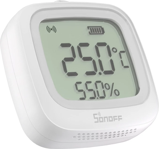 Sensor temperature dhe lagështie Sonoff SNZB-02WD, ZigBee, LCD, i bardhë