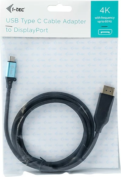 Kabllo adapter I-Tec USB-C në DisplayPort 4K 2m, e zezë
