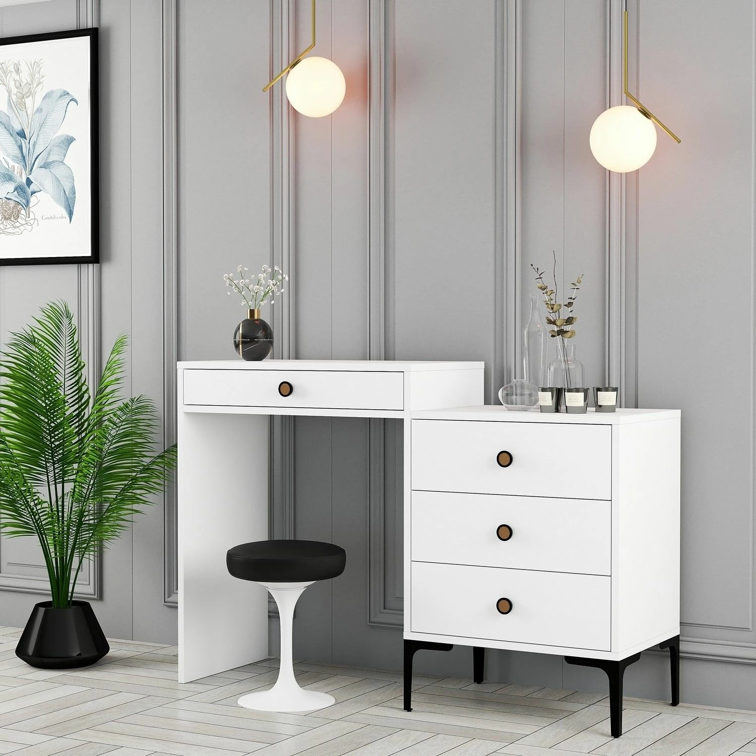 Tavolinë grimimi Lizbon 556, e bardhë