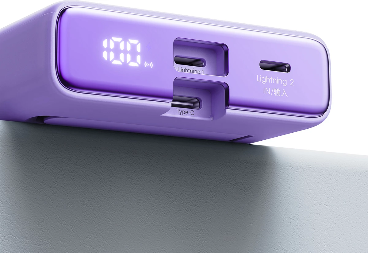 Powerbank Joyroom JR-PBM01, 10000mAh, 20W, MagSafe, me mbajtëse, USB-C & Lightning, Vjollcë