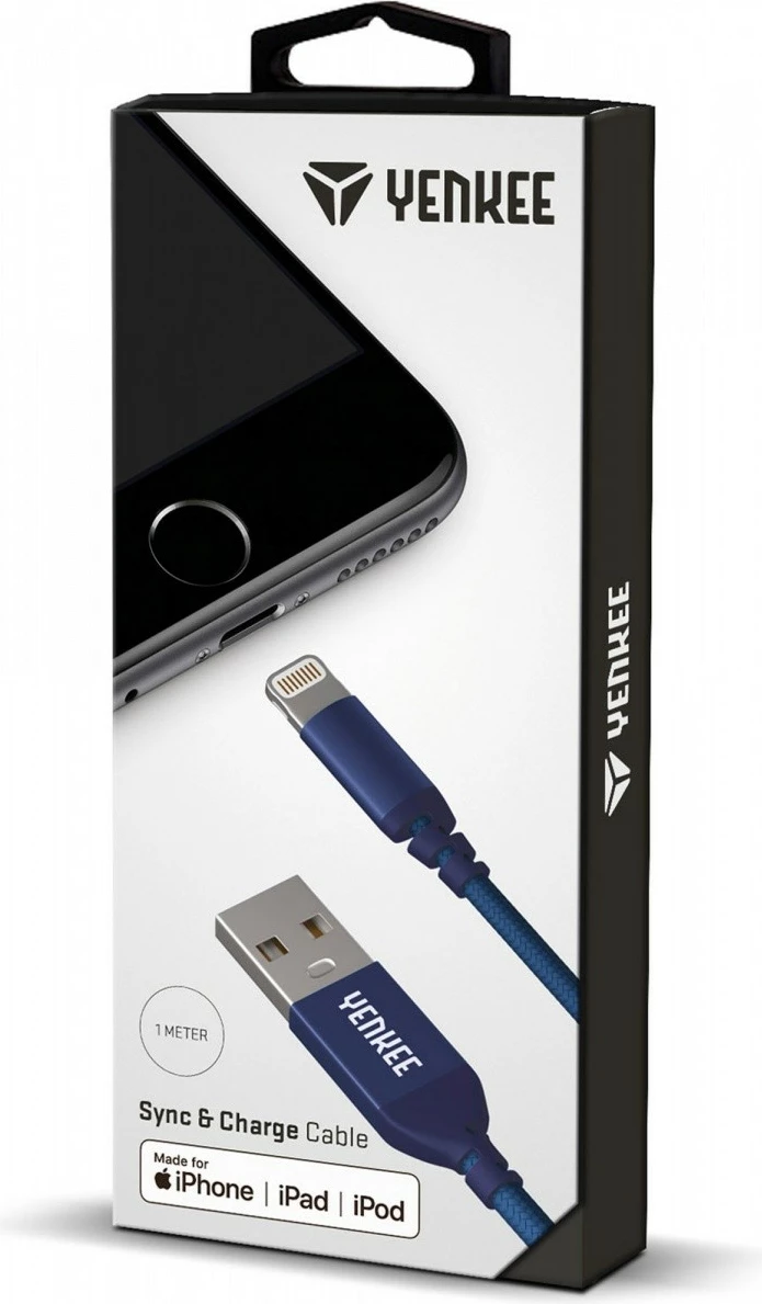 Kabllo YENKEE YCU 611BE MFI, Lightning në USB, 1m, Kaltër