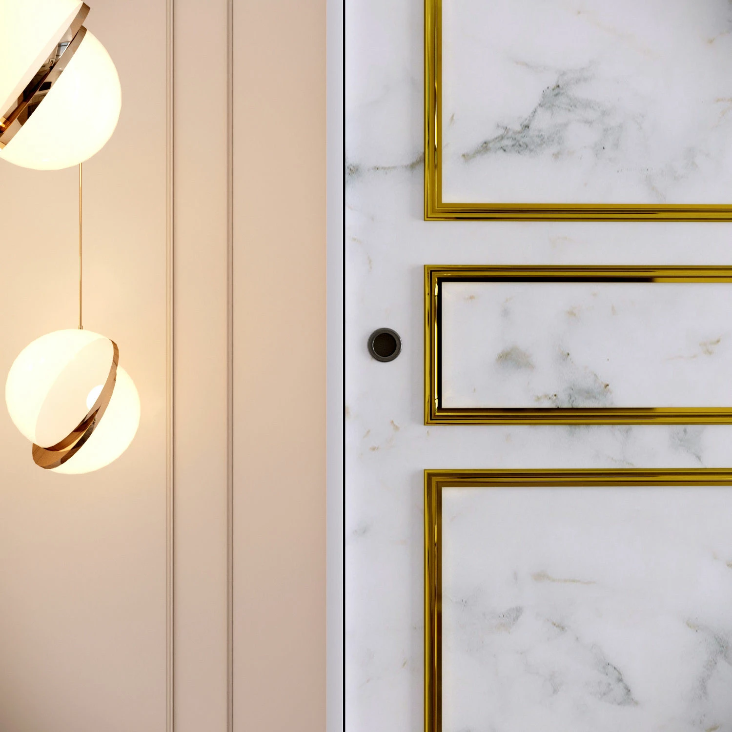 Dollap Skye Decor, Martin 190, bardhë, zi, ar