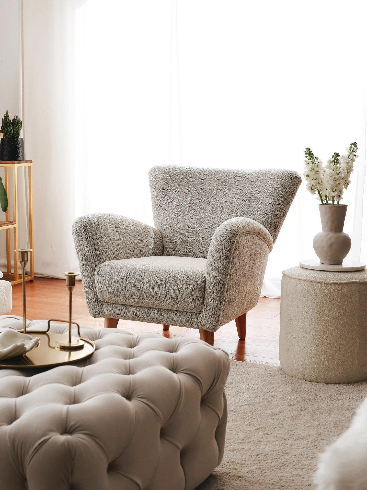 Karrige krahu Atelier del Sofa, teddy, ngjyrë gri