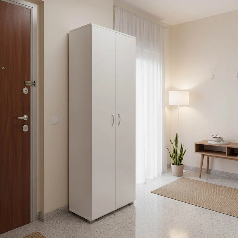 Dollap për këpucë dhe rroba, ngjyrë e bardhë, 58x34x186cm