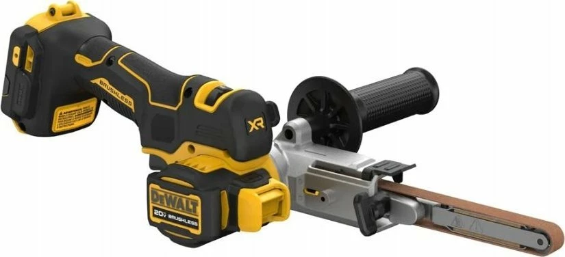Lëmues me shirit DeWalt DCM200N 18V brushless 13x457 mm, e verdhë/zezë, set me 2 shirita K80