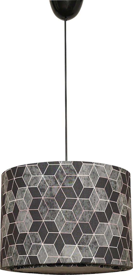 Llambë tavani e varur, metal dhe pëlhurë, ngjyrë e zezë dhe gri, FH7369, 28x28x65 cm