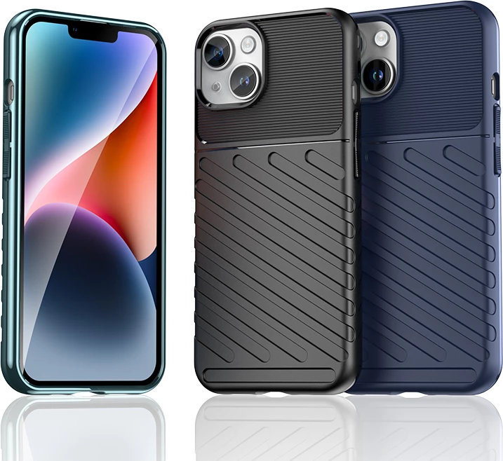 Mbështjellës iPhone 15 Plus Hurtel Thunder Case, TPU, Blu