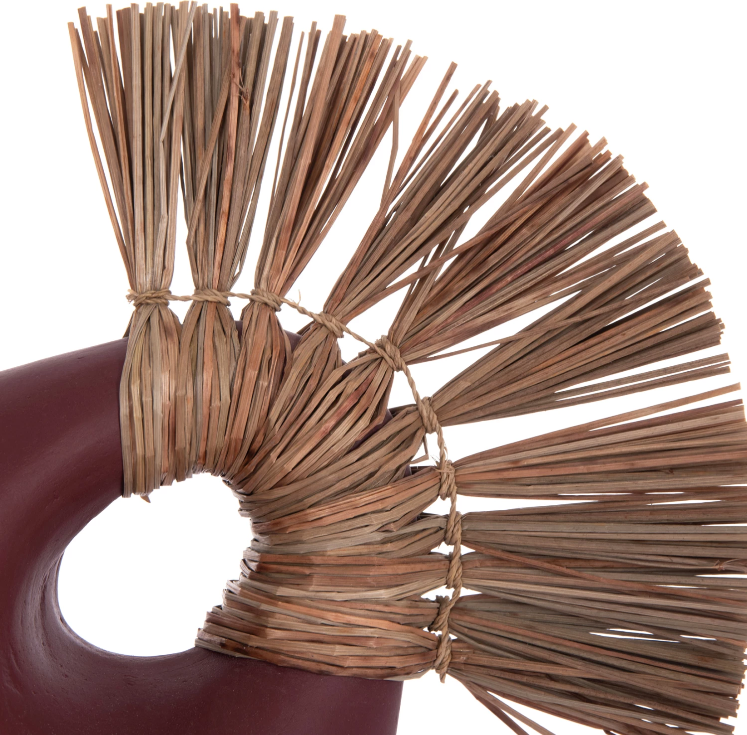 Vazo dekorative tavoline ALICA2, terrakotë, e kuqe maron, me bar të thatë, 44x18x50cm