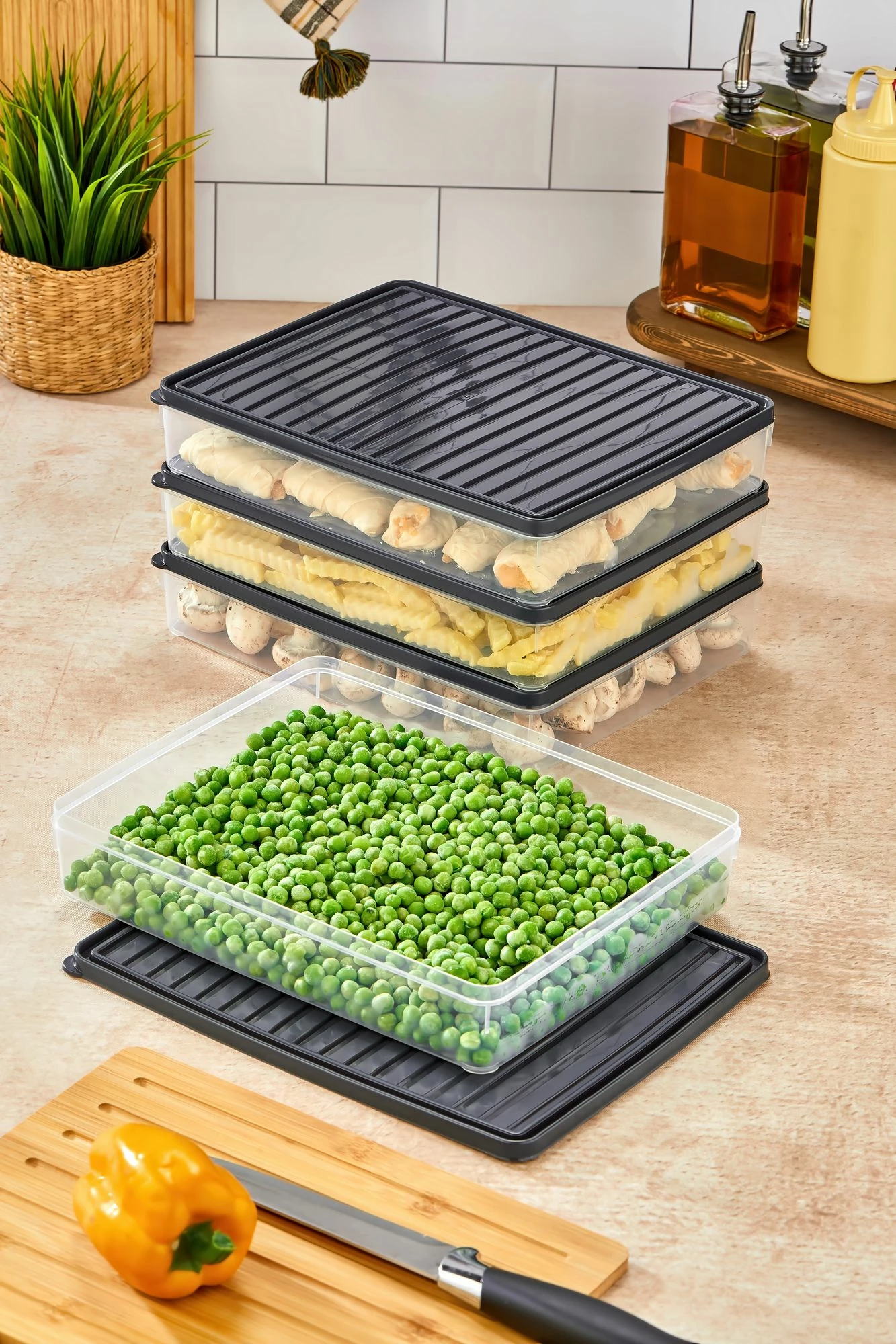 Set kuti plastike për organizim, 4 copë, ngjyrë antracit, VİTABOX4'LÜ-ANTRASİT, 2.8L