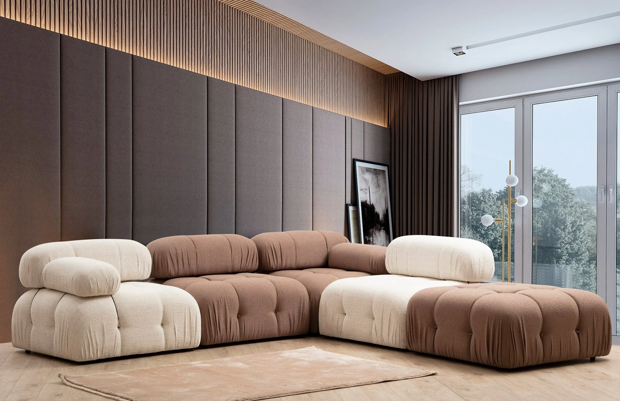 Karrige një vendëshe Bubble, stof krem, Atelier del Sofa