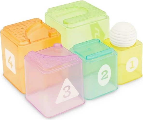 Set gotash edukative B-kids Infantino Cups & Ball, 5 pjesë, multingjyrëshe