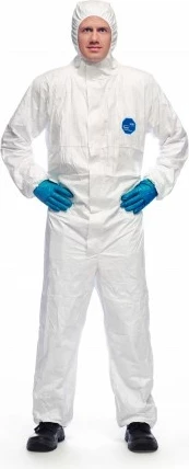 Kombinezon mbrojtës LAHTI PRO Tyvek 500 Xpert CHF5, madhësi L, antistatik Type 5-B/6-B, i bardhë