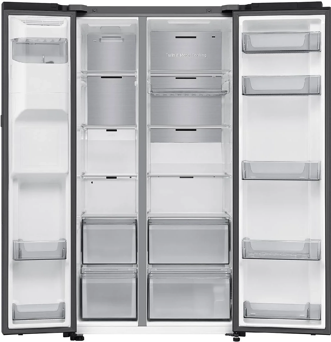Frigorifer side-by-side, Samsung, SBS RS80F66KCFEO, 634 L, dispenser ujë/akull, SmartThings Bixby, klasa energjisë C, i zi
