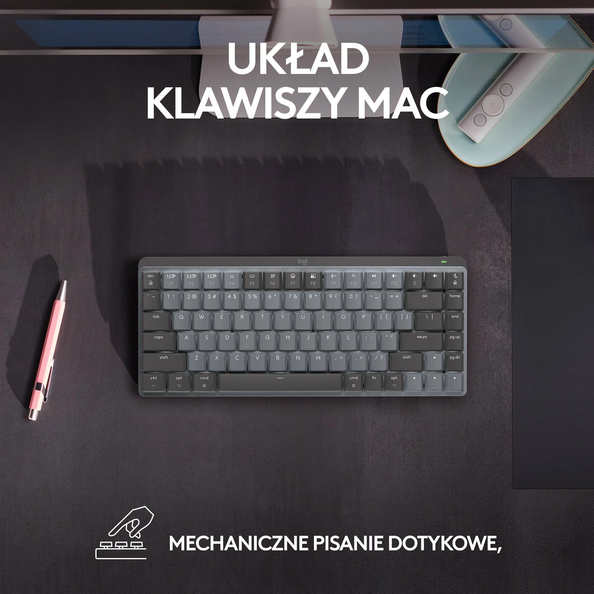 Tastierë mekanike Logitech MX Mechanical Mini for Mac 920-010837, wireless, US INTL layout, backlit, pa numpad, Graphite