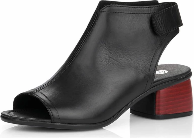 Sandale të rehatshme prej lëkure Rieker për femra, të zeza