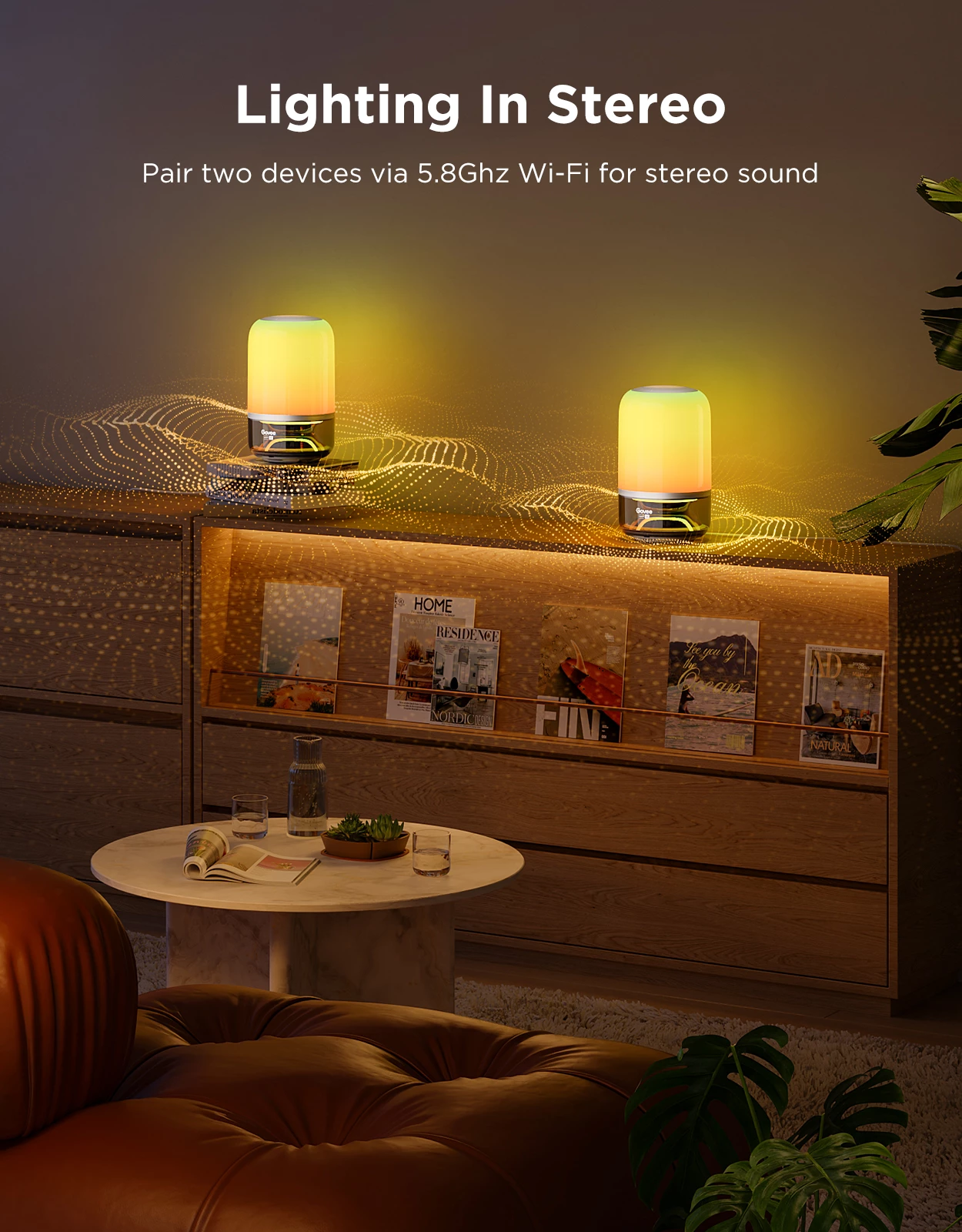 Lampë tavoline Govee Table Lamp 2 Pro x Sound by JBL, RGB, me bateri 5200 mAh